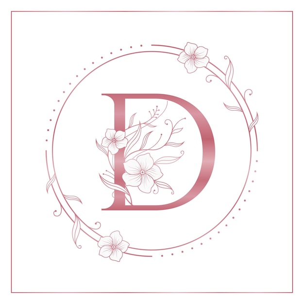 Vector d rose gold floral circle elegant logo