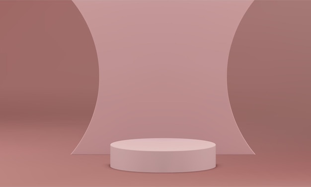 Vector d round podium platform construction curved wall beige showroom stage event concert vector