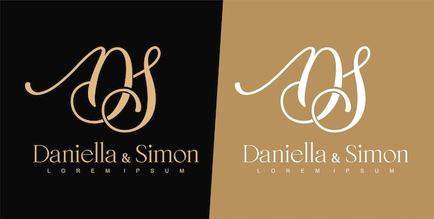 D and s letter logo design template wedding logo typography logo