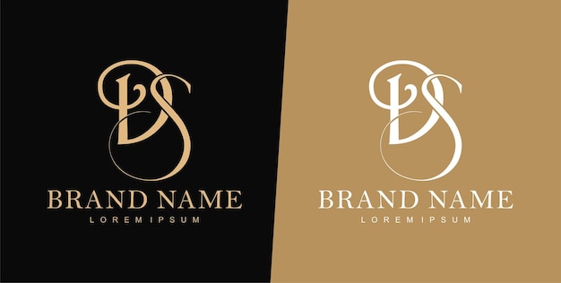 Modello di progettazione del logo della lettera d e s logo della tipografia del logo del matrimonio