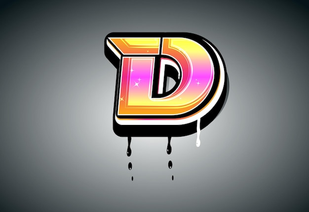 D vrouwelijke letter alfabet logo vector