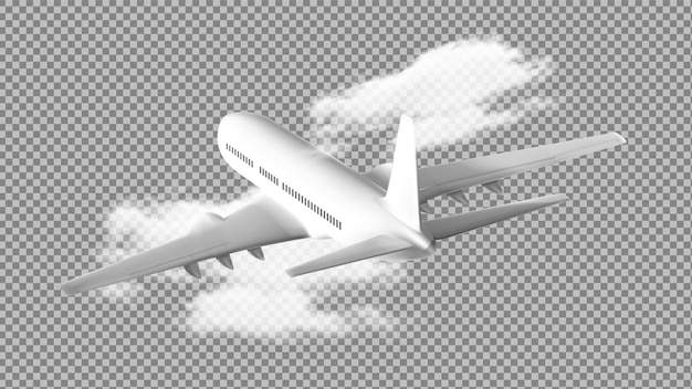 D white glossy commercial jet airplane take off eps vector