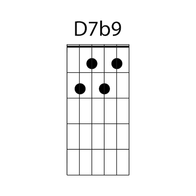 Vettore vettore di icone di accordi di chitarra d9