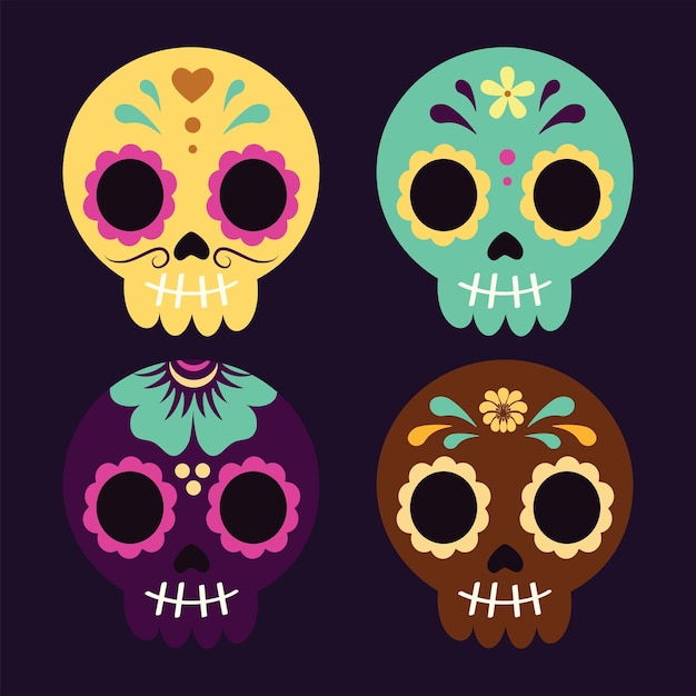 Da de muertos-achtergrond in plat ontwerp