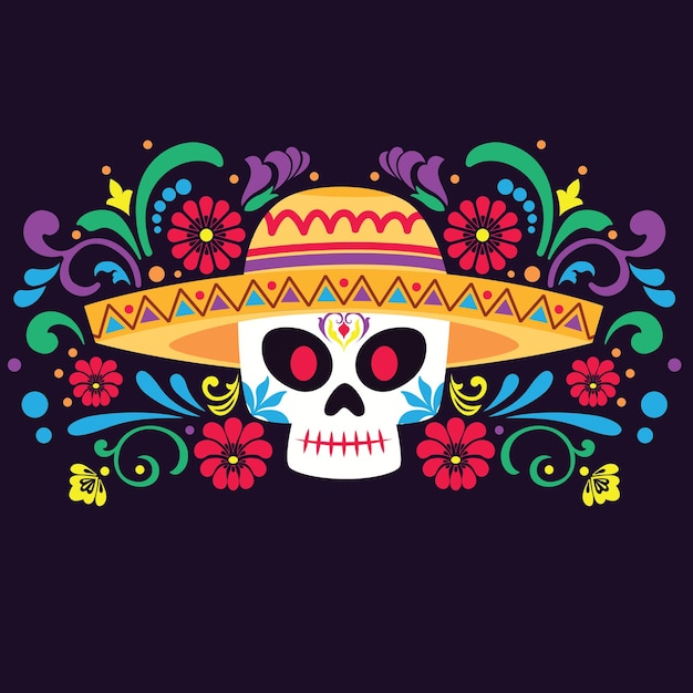 Da de muertos background in flat design