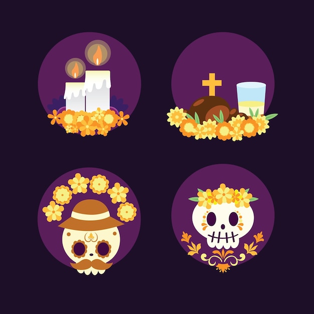 Da de muertos background in flat design