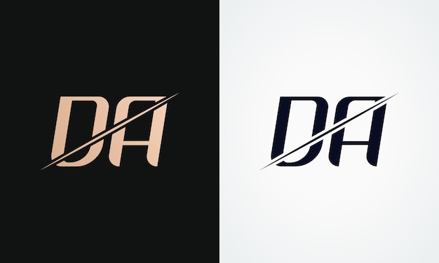Da Letter Logo Design Vector Template Gold And Black Letter Da Logo Design