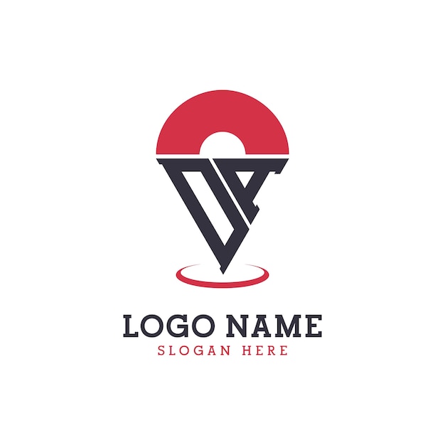 DA Location Icon Design Moderne DA Pinpoint Logo voor Navigatie Kaart Apps en Locatie Gebaseerde Bedrijven