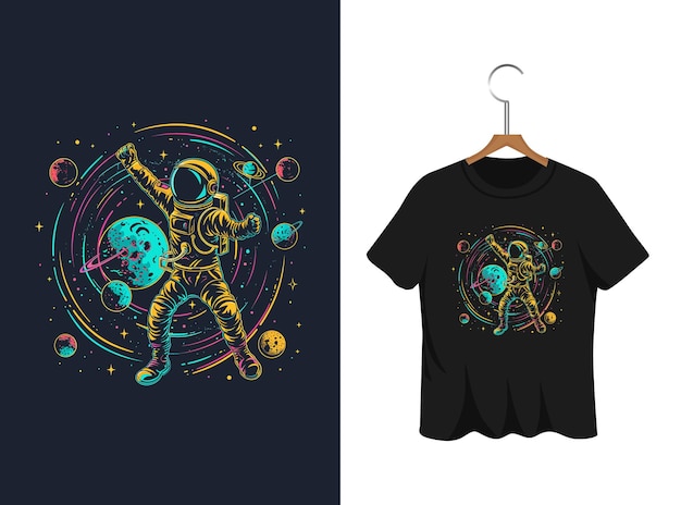 Дизайн космической футболки астронавта Даббинга