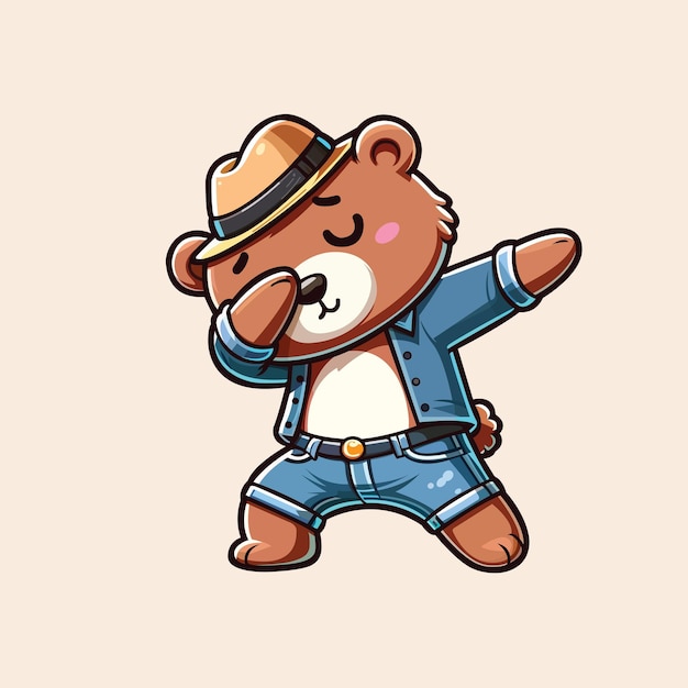 Dabbing Bear Illustration Vector