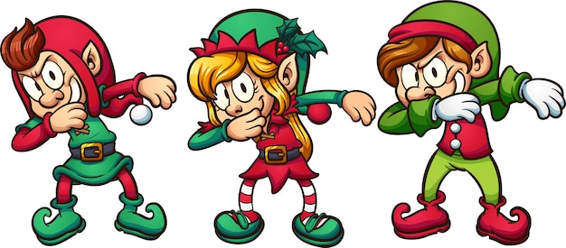 Vector dabbing christmas elves