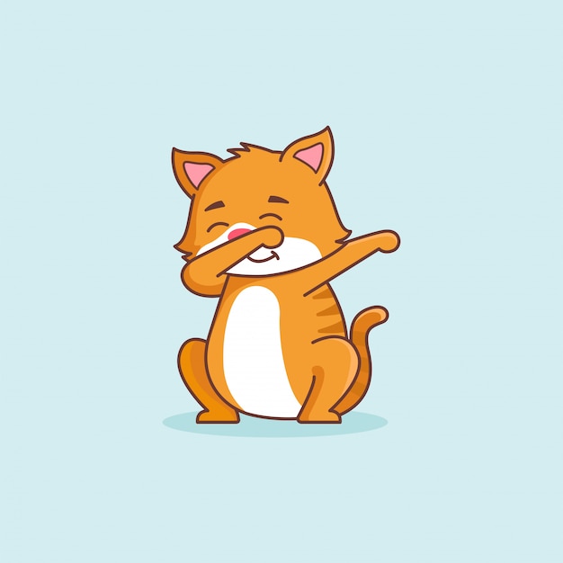 Dabbing cute cat vector