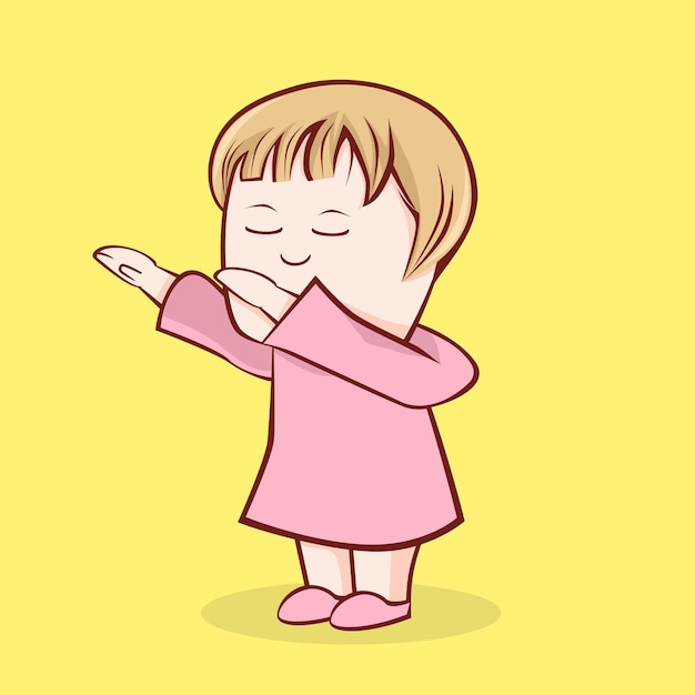 Dabbing cute girl cartoon character