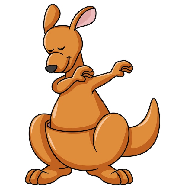 Dabbing kangaroo character cartoon illustration