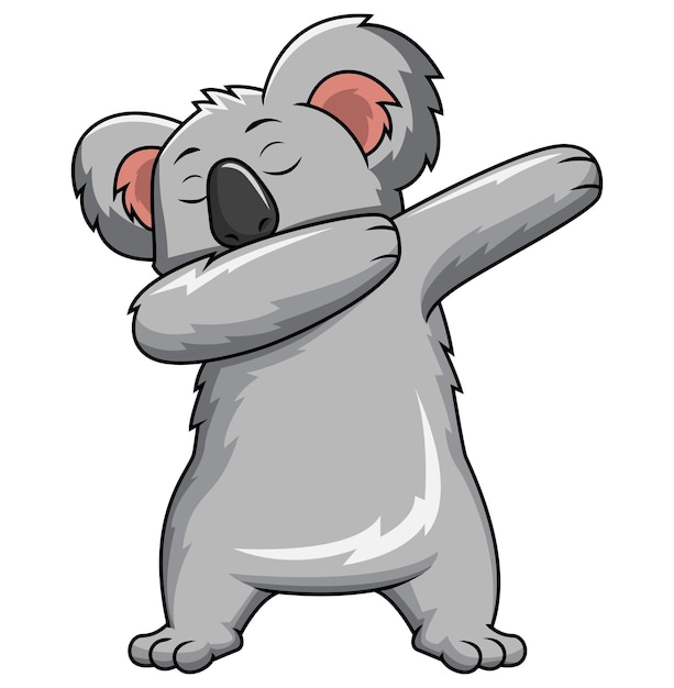 Dabbing koala bear character cartoon illustration