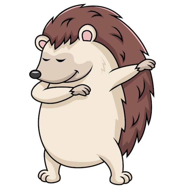 Dabbing porcupine character cartoon illustration