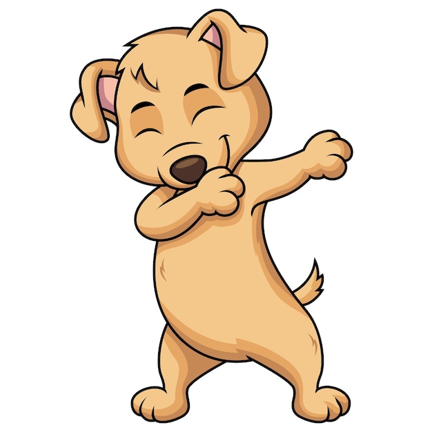 Dabbing puppy character cartoon illustration