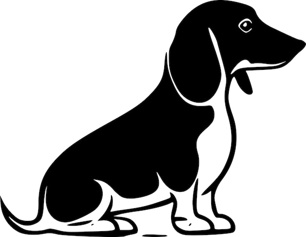 Dachshund Black and White Vector illustration