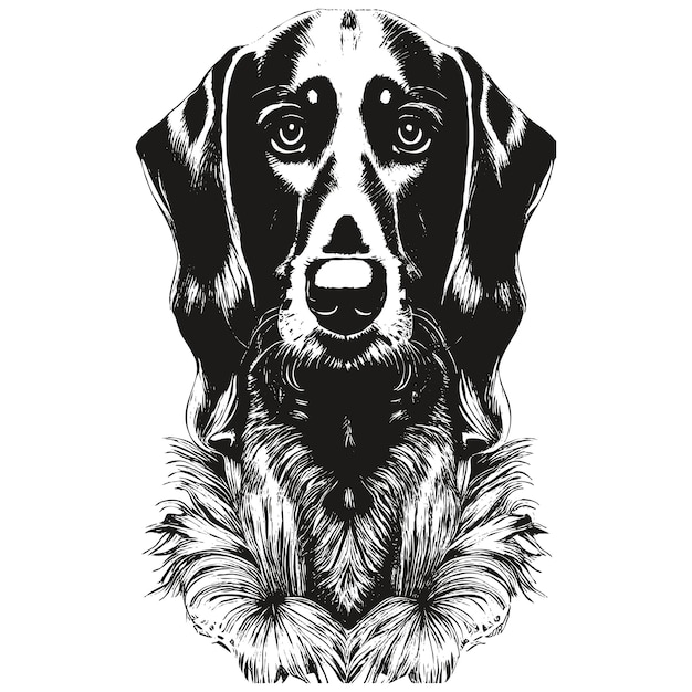 Dachshund hand drawn vector clip art black and white drawing of dog