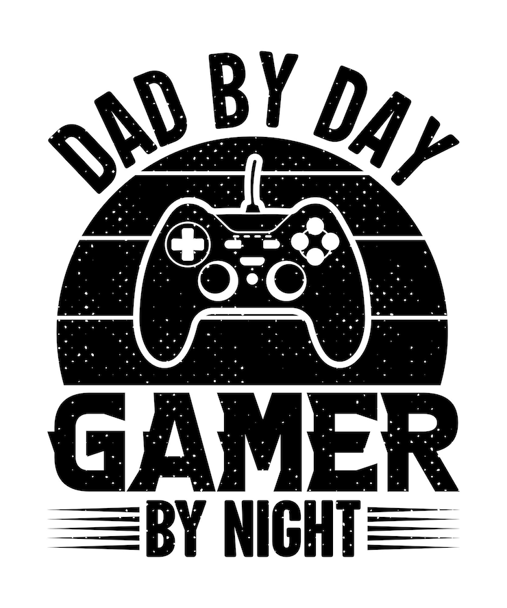 Vector dad by day gamer by night vintage gaming t-shirt design for game lovers