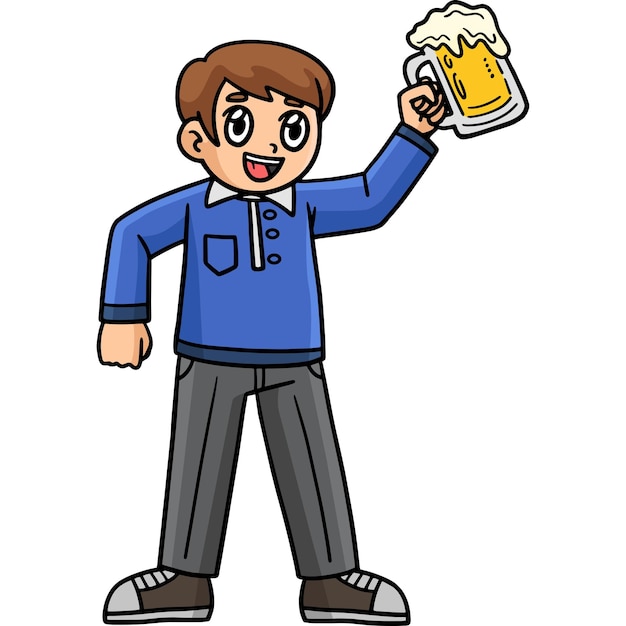 Vector dad drinking bee cartoon clipart illustration