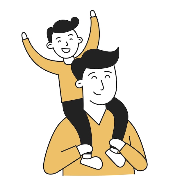 Vector dad hand drawn kid and family doodle icon