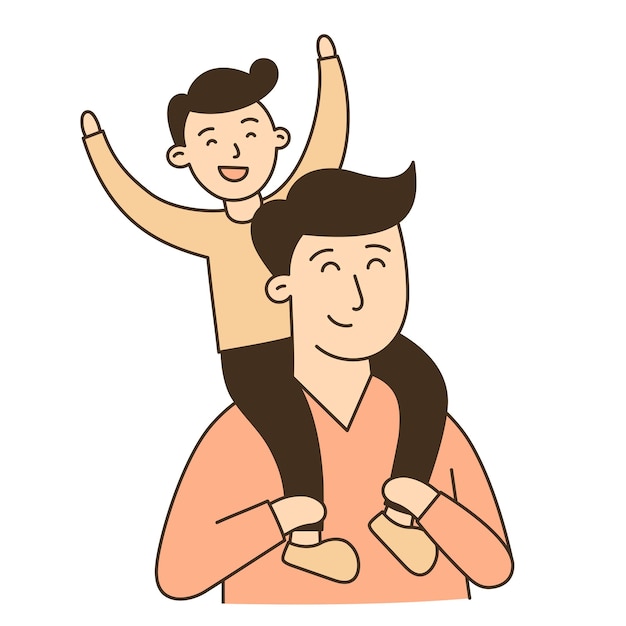 Vector dad hand drawn kid and family doodle icon