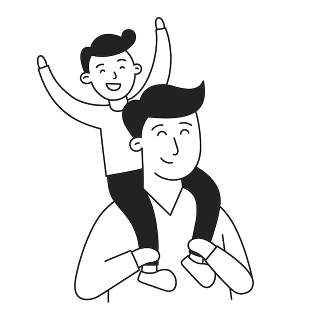 Dad Hand Drawn Kid and Family doodle icon