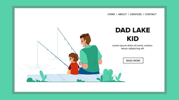 Dad lake kid vector