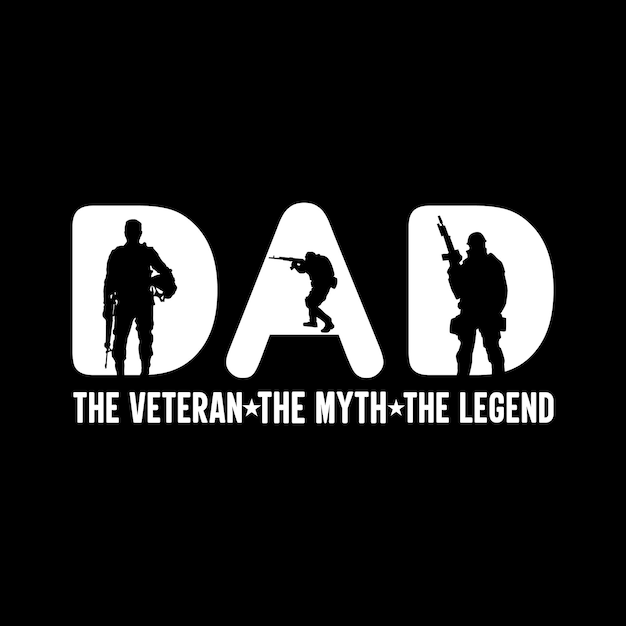 Disegno della maglietta di papà veterano logo vettoriale
