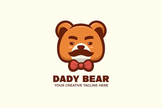 Daddy bear cartoon mascot logo template