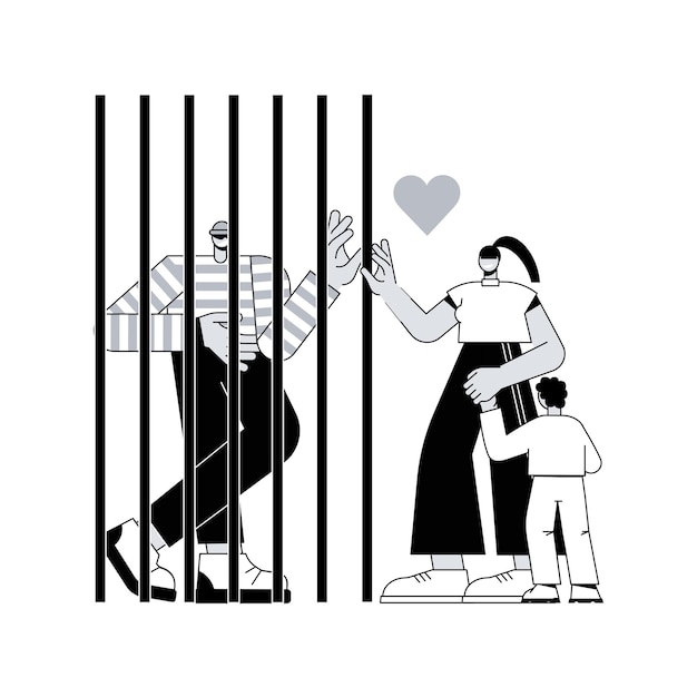 Vector dads in prison abstract concept vector illustration