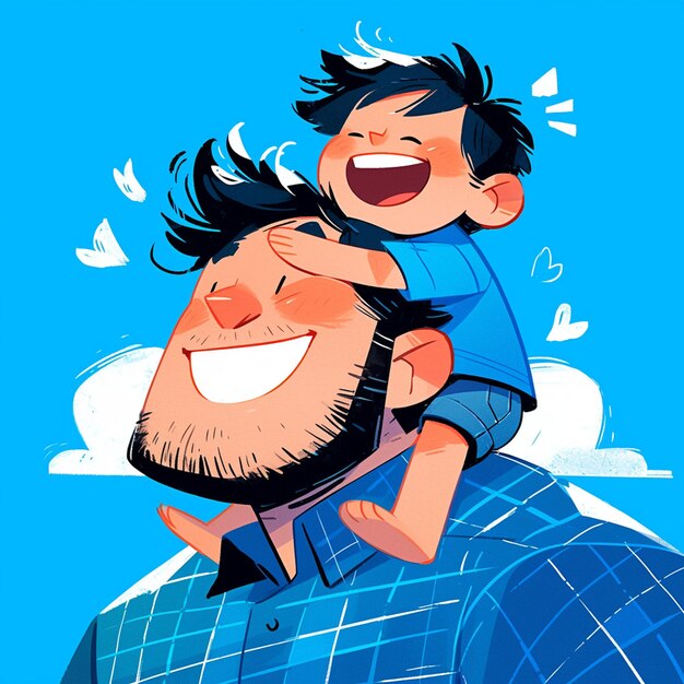 Vector dads and sons in priceless moments