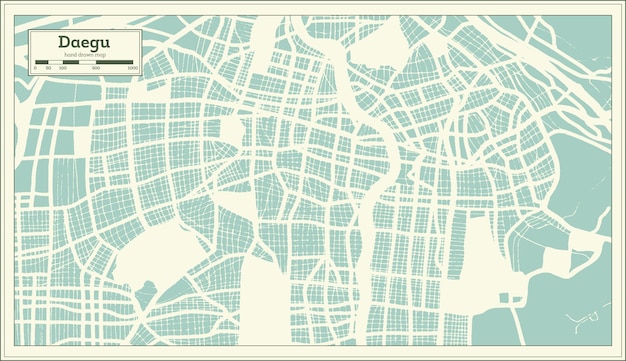 Vector daegu south korea city map in retro style outline map vector illustration