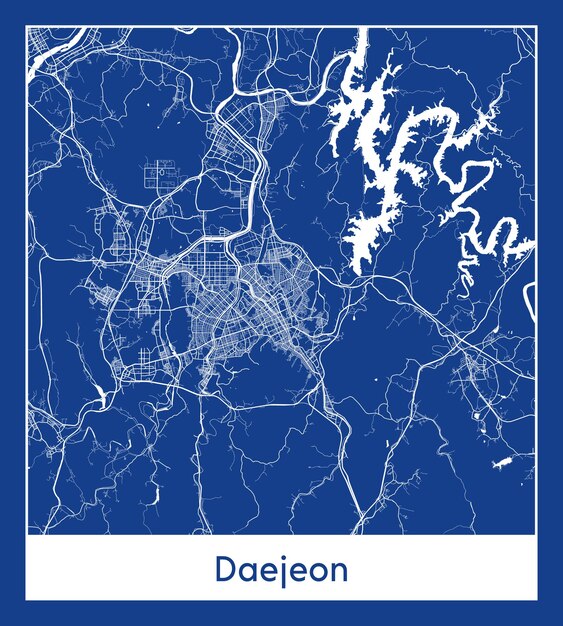 Daejeon south korea asia city map blue print vector illustration