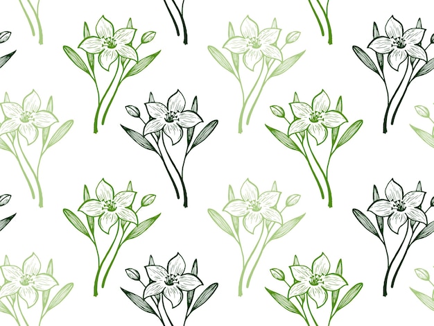 Vector daffodil or lily flowers vector seamless pattern textile print s