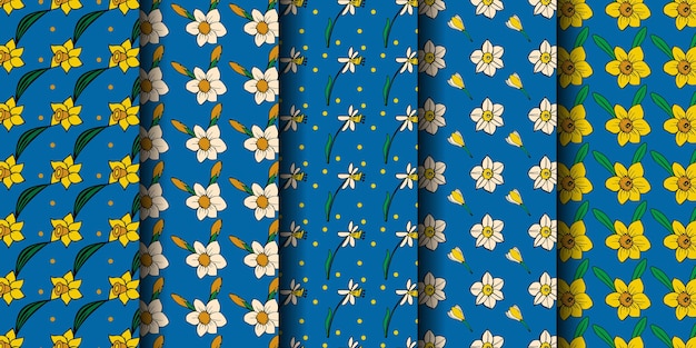 Daffodil Seamless pattern Design Bundle