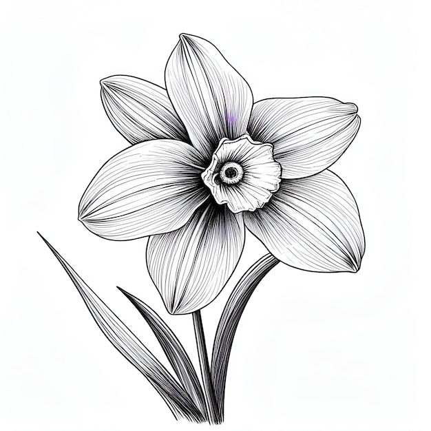 Daffodil vector Monochrome sketch drawing black and white monochrome engraving style