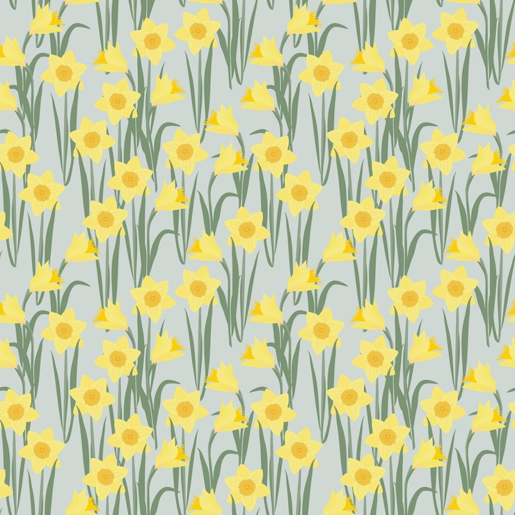 Vector daffodils flower seamless pattern