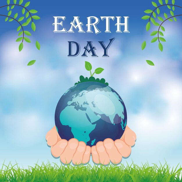 Vector dag van de aarde wereldbol concept gelukkige moeder aarde