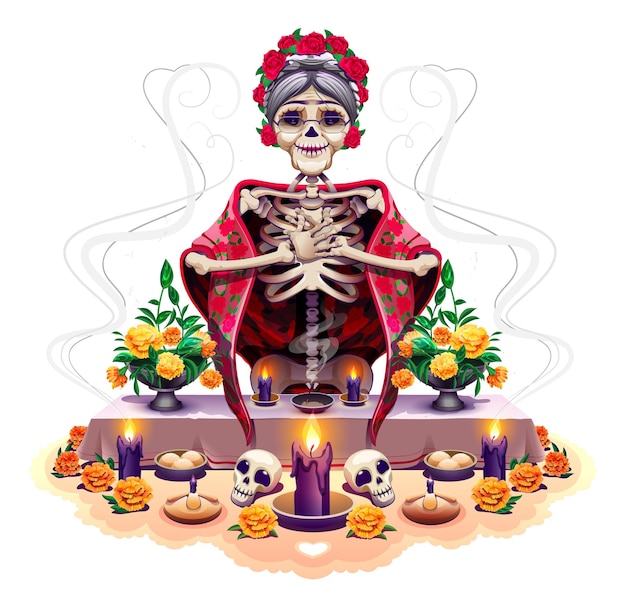 Dag van de Dode sjabloon wenskaart Dia de los muertos Mexicaans vakantieskelet