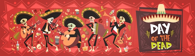 Dag van de Dode Traditionele Mexicaanse van de de Vakantiepartij van Halloween Dia DE Los Muertos de Banneruitnodiging