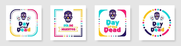 Dag van de doden Dia de los muertos Da de Muertos kleurrijke Mexicaanse schedelkunst sociale media post