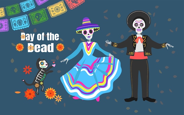 Vector dag van de doden dia de los muertos dodendagfeest