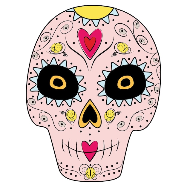 Dag van de doden dia de los muertos mexico sugar skull op een transparante achtergrond sticker icon