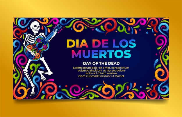 Dag van de Doden Sociale Media Achtergrond Dia De Los Muertos Suikerschedel met Mexicaans frame