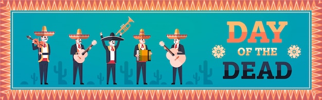 Vector dag van dode traditionele mexicaanse halloween banner