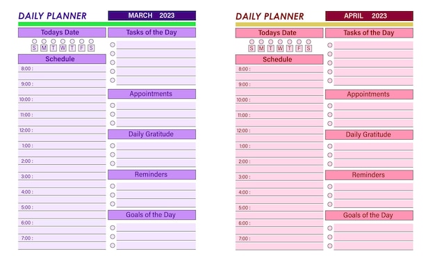 Dagelijks Maandelijks planner vector sjabloon