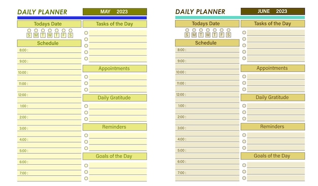 Dagelijks Maandelijks planner vector sjabloon