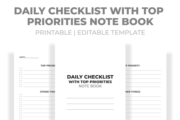 Dagelijkse checklist met notitieboek met topprioriteiten KDP Interior